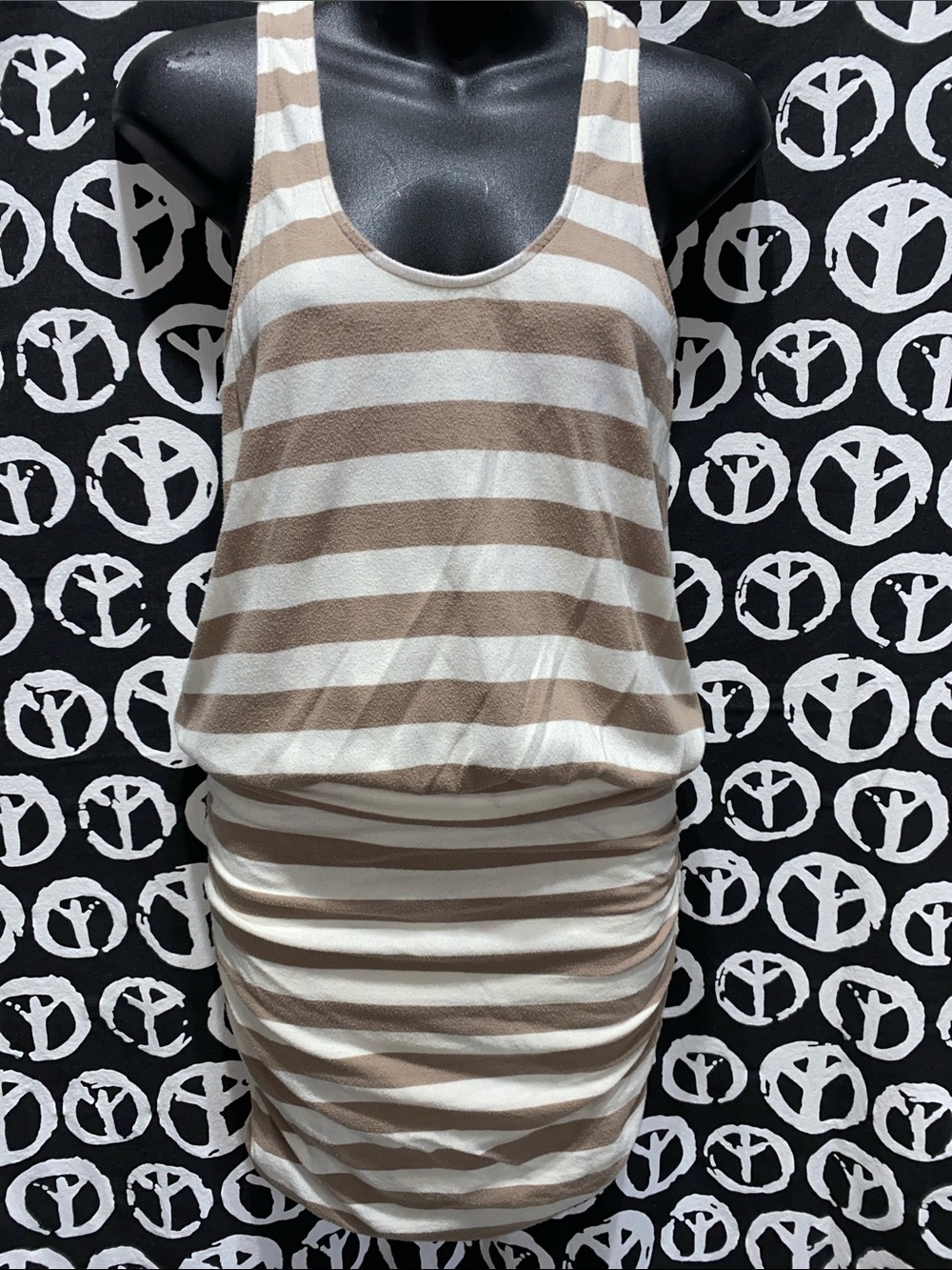 JOIE Striped Cream/Tan Tank Dress SZ XS